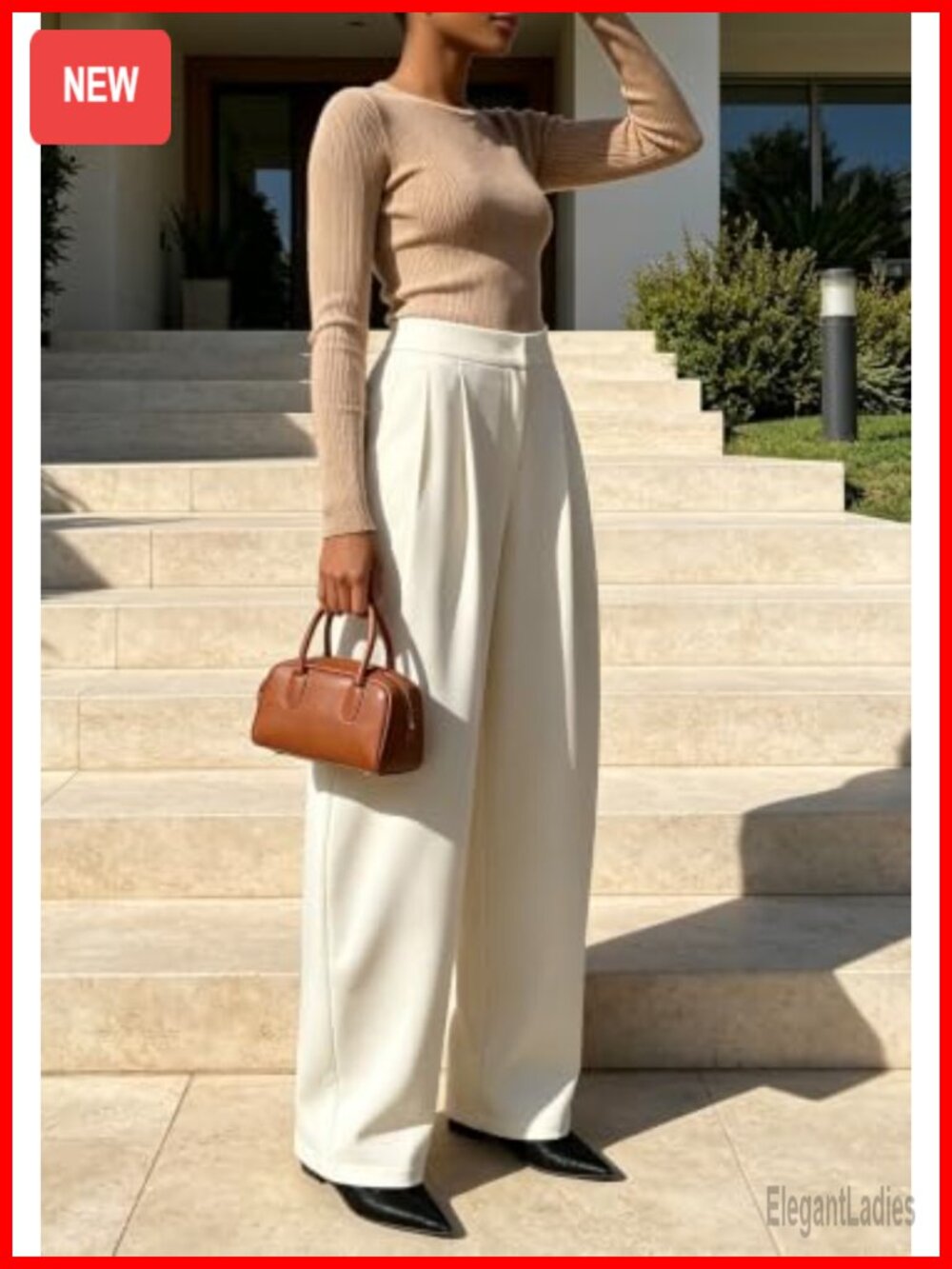 Inroserm Women Pleated Wide Leg Dress Pants High Rise Work Slacks - Picture 3 of 6